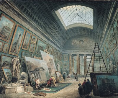 Een Museumgalerij met Oude Romeinse Kunst, voor 1800 door Hubert Robert